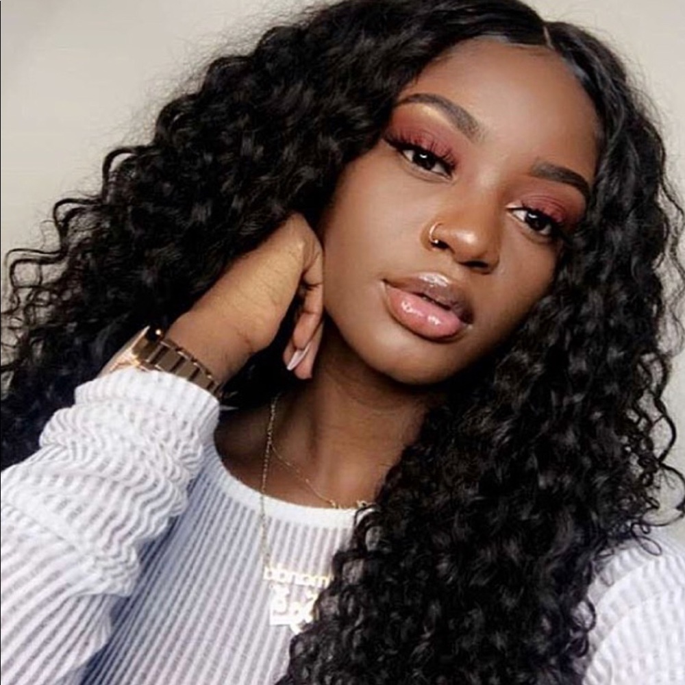 Curly Brazilian lace front wig. Human hair virgin